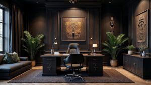 African Ancient Wood Home Office Medium in size