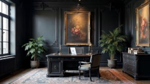 French Baroque Stone Home Office Medium in size