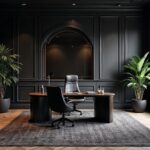 Italian Black Futurism Wood Home Office