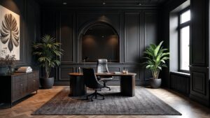 Italian Black Futurism Wood Home Office