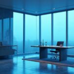 Russian Blue Futurism Glass Home Office