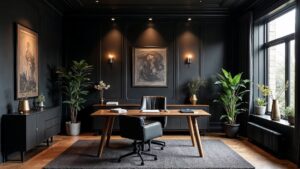 American Mid-Century Wood Home Office Medium in size