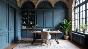 French Gothic Stone Home Office Medium in size