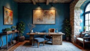 British Blue Medieval Stone Home Office