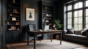 American Tudor Wood Home Office Medium in size