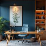 Japanese Blue Modern Bamboo Home Office