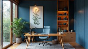 Japanese Blue Modern Bamboo Home Office