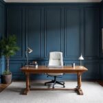 British Blue Neoclassical Wood Home Office