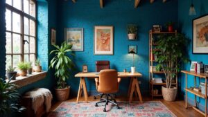 American Post-Modern Brick Home Office Medium in size