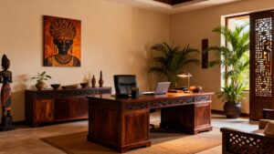 African Ancient Wood Home Office Medium in size