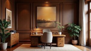 French Art Deco Wood Home Office Medium in size