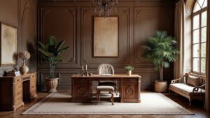 French Baroque Stone Home Office Medium in size