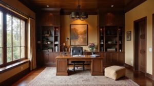 Spanish Colonial Wood Home Office Medium in size