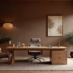 Japanese Brown Contemporary Stone Home Office