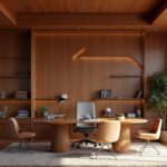 Russian Brown Futurism Wood Home Office