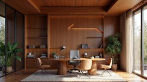 Russian Brown Futurism Wood Home Office