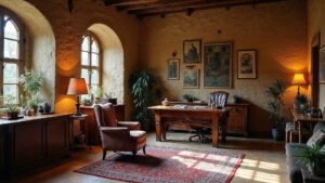 British Medieval Stone Home Office Medium in size