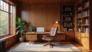 American Mid-Century Wood Home Office Medium in size