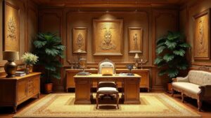 African Ancient Wood Home Office Medium in size