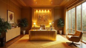 American Art Deco Glass Home Office Medium in size