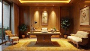 Italian Art Deco Stone Home Office Medium in size