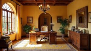Spanish Colonial Wood Home Office Medium in size