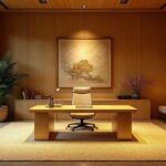 Japanese Gold Contemporary Stone Home Office