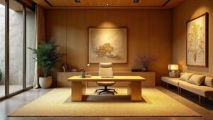 Japanese Gold Contemporary Stone Home Office