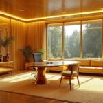 Russian Gold Futurism Glass Home Office