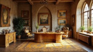 British Gold Medieval Stone Home Office