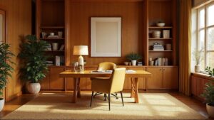 American Mid-Century Wood Home Office Medium in size