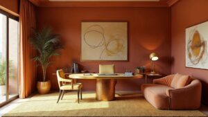 Italian Post-Modern Terracotta Home Office Medium in size