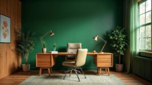 American Mid-Century Wood Home Office Medium in size