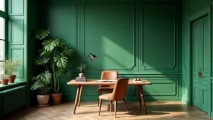 British Green Neoclassical Wood Home Office