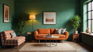 American Post-Modern Brick Home Office Medium in size