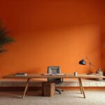 Japanese Orange Contemporary Stone Home Office