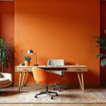 Italian Orange Futurism Wood Home Office