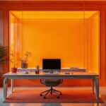 Russian Orange Futurism Glass Home Office
