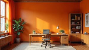 American Mid-Century Wood Home Office Medium in size