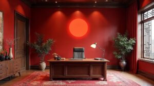 Chinese Red Ancient General Home Office