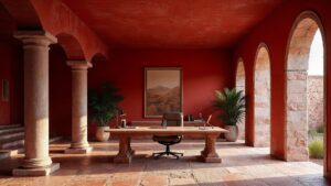 Greek Red Ancient Stone Home Office