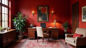American Red Colonial Wood Home Office