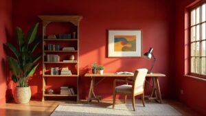 Spanish Red Colonial Wood Home Office