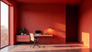 American Contemporary Concrete Home Office Spacious in size