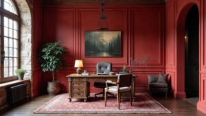 French Gothic Stone Home Office Medium in size