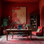 British Red Medieval Stone Home Office