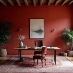 French Red Medieval Brick Home Office
