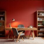 American Red Mid-Century Wood Home Office