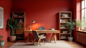American Red Mid-Century Wood Home Office