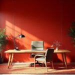 Japanese Red Modern Bamboo Home Office